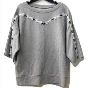 Anthropologie Pepin Womens Gray Embroidered Top ❤️